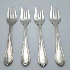 Gorham Silverplate 4 Piece Salad Forks Beaded Korea Flatware Silverware